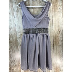 Guess‎ Womens Dress sz 2 Grey Chiffon beaded waist Above Knee Special Occasion